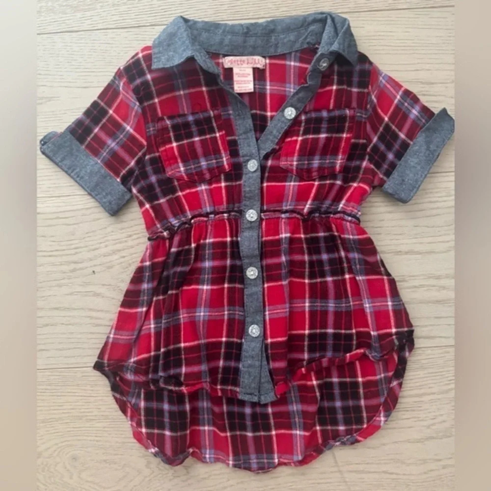 Collette Lilly flannel with denim trim shirt 4T
